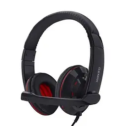 Навушники Gemix HP-220MV, чорний/Red, 2 x Mini jack (3.5мм), накладні, регулятор гучності, кабель 1.8 м