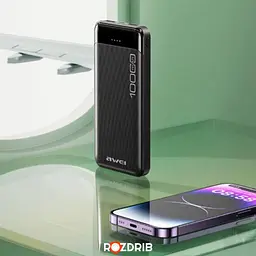 Портативний зарядний пристрій для телефону Power Bank AWEI P37K 10000 Чорний - мініатюра 4
