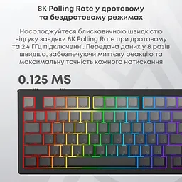 Клавіатура Ajazz AK820 V2 White Peach Switch Wireless/Bluetooth/USB UA White (AK820-V2-WP-S-W) - мініатюра 8