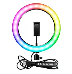 Селфі-лампа Led кільце BSM MJ26 26 см RGB + штатив-трипод 200 см (DL 4654982) - мініатюра 3