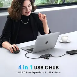 Концентратор Ugreen USB-C to 4xUSB-C 3.2 Gen2 10Gbps CM806 black (35584) - мініатюра 4