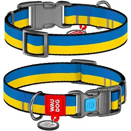 Нашийник для собак Waudog Nylon Colors of freedom, з QR паспортом, пластиковый фастекс, M, 24-40х2 см - мініатюра 3