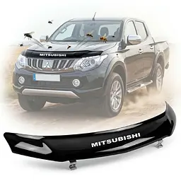 Дефлектор капота мухобойка Mitsubishi L200 2015- Євро Кріплення (MSH29)