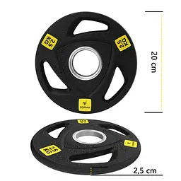 Диск олімпійський Cornix 1 x 2.5 кг 51 мм металевий, прогумований Black XR-0424 - мініатюра 6