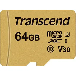 Карта пам'яті Transcend microSDXC 500S 64GB UHS-I U3 Class 10 + SD-adapter [TS64GUSD500S] [100874] - мініатюра 2