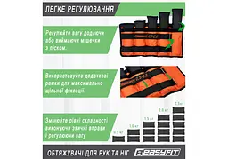 Обтяжувачі EasyFit 0,5-2,5 кг для ніг та рук Чорно-жовтогарячий (EF-WHT-0,5-2,5-O) - мініатюра 5