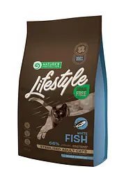 Сухий беззерновий корм для стерилізованих котів Nature's Protection Lifestyle White Fish Sterilised, риба 1.5 кг