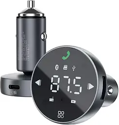 Автомобільний зарядний пристрій Proove FM Launcher Sound Sync 30W (PD+QC3.0) Type-C+USB gray (FMSS30110003) - мініатюра 4