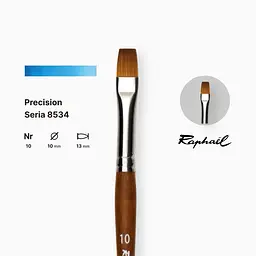 Пензель синтетика плоска (імітація соболя) Raphael Precision, №10, коротка ручка - мініатюра 2
