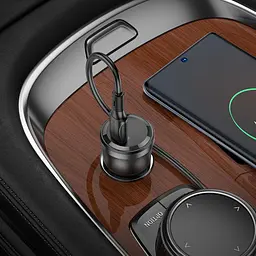 Автомобільний зарядний пристрій Borofone BZ24 Clever single port 1USB-C QC3.0/PD20W Type-C to Lightning Transparent Black (34162_3337969) - мініатюра 3