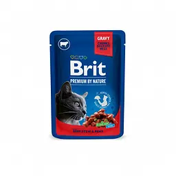 Вологий корм Brit Premium Бріт Преміум для котів, яловичина та горошок, пауч 100 г (арт.100270/505982)
