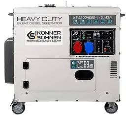 Генератор Синхронний KonnerSohnen KS 9200HDES-1/3 ATSR (EURO V),230/400В,6.5/6.0кВт,7.5/7.0кВт,1/3Фази, АВР(ATS), електростартер, 168кг / 7000 Вт / Д - мініатюра 2