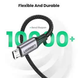 Кабель для передавання даних Ugreen US290 USB 2.0 AM to Micro 5P Aluminum Braid 2.0 m Black (60148) - мініатюра 6