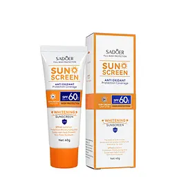 Сонцезахисний крем для обличчя Sadoer SPF60+ PA+++ з вибілювальним ефектом 40 мл