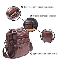 Чудова чоловіча сумка з натуральної шкіри 21279 Vintage коричнева - мініатюра 8