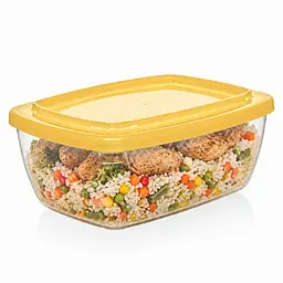 Контейнер судок харчовий лоток з кольоровою кришкою 1.5 л 20×15×8 см, Господар Жовтий 87887