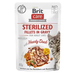 Вологий корм Brit Care Cat Sterilized для стерилізованих кішок філе в соусі з качкою пауч 85 г (арт.101043/565283)