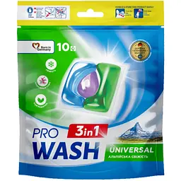 Капсули для прання Pro Wash Universal Альпійська свіжість 10 шт. (4823128002215) - мініатюра 1