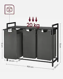 Кошик для білизни Leobert Chariot з трьома відділеннями 3 x 38л чорний - мініатюра 7