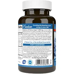 Жир із печінки норвезької тріски Carlson Cod Liver Oil 1000 мг 100 гелевих капсул - мініатюра 3