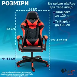 Геймерське крісло 4Points GT Червоне - мініатюра 11
