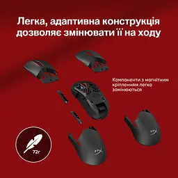 Комп'ютерна миша HyperX Pulsefire SAGA PRO RGB USB-A/WL/BT чорний teh0014115 - мініатюра 2