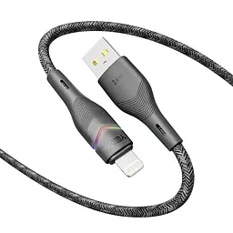 Кабель для заряджання та обміну даними Yoki YK-RG24 RGB Series USB/Lightning 12W 2.4A/5V 1.2 м Чорний - мініатюра 4
