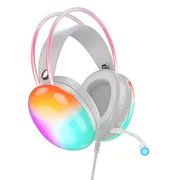 Навушники накладні Hoco W109 ігрові з LED підсвічуванням Jack 3.5 білий - мініатюра 3