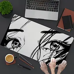 Килимок для миші та клавіатури "Deep Eyes" 90×40 см, Сірий - мініатюра 2