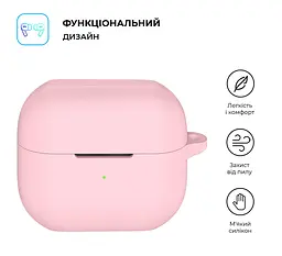 Силіконовий чохол для навушників Samsung Galaxy Buds 3/Buds 3 Pro/Buds 3 FE, Hang Case, рожевий, ультратонкий захисний кейс товщиною 2 мм, захист від подряпин, пилу та ударів, компактний, з карабіном для кріплення, ArmorStandart (ARM79988) - мініатюра 2