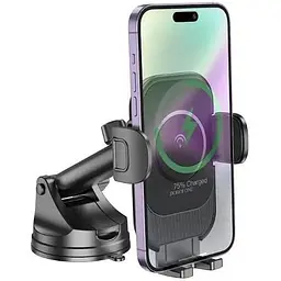 Автотримач із зарядним пристроєм Borofone BH203 Blue Charm Wireless 15W - мініатюра 3