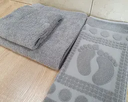 Набір турецьких махрових однотонних рушників Zeron 50х90+70х140+50х70 Light Gray щільність 500 г/м2 - мініатюра 3
