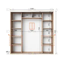Шафа-купе Idea серія 7 210 x 60 x 210 см Дуб сонома Дзеркало - мініатюра 2