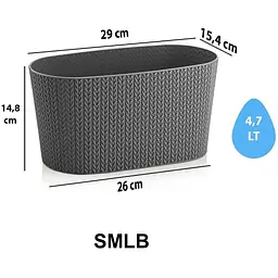 Вазон для квітів балконний Serinova Sumela з дренажем 4.7 л антрацит (20-SMLB01102-200100) - мініатюра 3