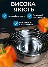 Набір мисок з кришками 3 штуки з нержавіючої сталі 16/18/20.5 см LUGI LG-02/3PCS - мініатюра 7