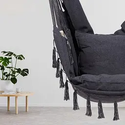 Підвісне крісло бразильський гамак BOHO 100 см + 2 шт подушки Dark Grey - мініатюра 5