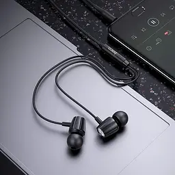 Навушники Hoco Graceful universal earphones with mic M88 чорні - мініатюра 2