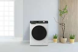 Hitachi Пральна машина фронтальна, 8кг, 1400, A+++, 60см, дисплей, пара, інвертор, люк чорний, білий - мініатюра 2