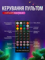 Розумна світлодіодна гірлянда RGB 3 м /30 LED, вулична та інтер’єрна, Bluetooth App Control +ДК +USB, мультиколір (9028124217) - мініатюра 6