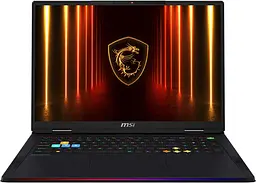 MSI Ноутбук MSI Raider 18 HX AI A2XWIG-251UA 18" UHD+, Intel U9-285HX, 64GB, F2TB, NVD5080-16, W11, чорний