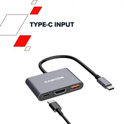 USB-Хаб Canyon USB-хаб hub DS-4 3in1 USB-C Grey (CNS-TDS4) - мініатюра 3
