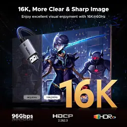 Кабель мультимедійний HDMI M to HDMI M 2.0m V2.2 16K60Hz 96Gbps braided black Ugreen (65900) - мініатюра 2
