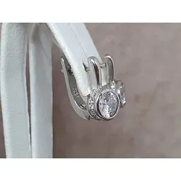 Срібні сережки TOP Silver з фіанітами. 9520156Б - мініатюра 3