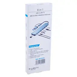 Концентратор Dynamode USB-C/A 8-in-1 1xUSB-C + 1xUSB 3.0 + 3xUSB 2.0 + 3.5mm audio + SD/TF silver (BYL-2218TU) - мініатюра 4