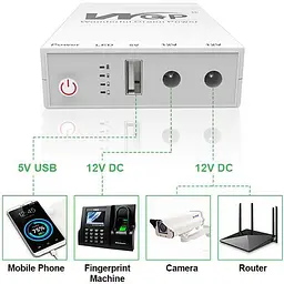 Джерело безперебійного живлення TOTO Mini DC UPS WGP103 5V-12V-12V 32.56 Wh/8800mAh White - мініатюра 4