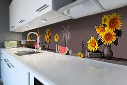 Кухонний фартух самоклеючий Соняшники Кавуни ПВХ наклейка натюрморт сірий 65х250 см Happy Pocket Z180370 - мініатюра 6