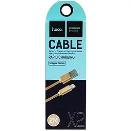 USB Cable Hoco X2 Knitted Lightning Gold 2m - мініатюра 2