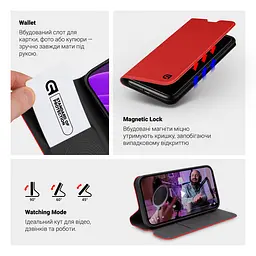 Чехол-книжка для Realme C63 4G/C61 4G, OneFold Case, красный, из экокожи (PU) и TPU, с магнитом, с подставкой и отделением для карт, трансформируется в подставку, противоударный, защита всего корпуса, ArmorStandart (ARM80939) - мініатюра 4