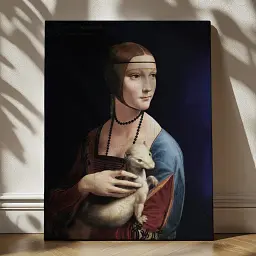 Інтер'єрна картина Пані з горностаєм, Леонардо да Вінчі, Leonardo da Vinci, Lady with an Ermine, інтер'єрний декор, 80×60 см (id6951) - мініатюра 1