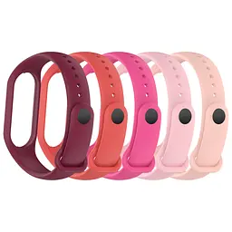Комплект силіконових ремінців для фітнес браслетів Xiaomi Mi Band 5/6/7, Silicone, pink punch, зі зручною застібкою, на фітнес трекер та смарт годинник, ArmorStandart (ARM75066)